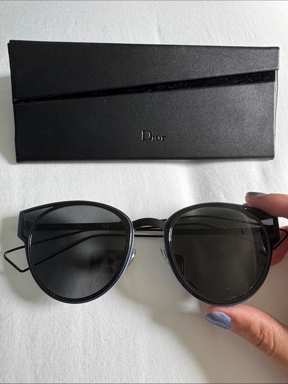 Dior Black Metal Geometric Cat-Eye Sunglasses